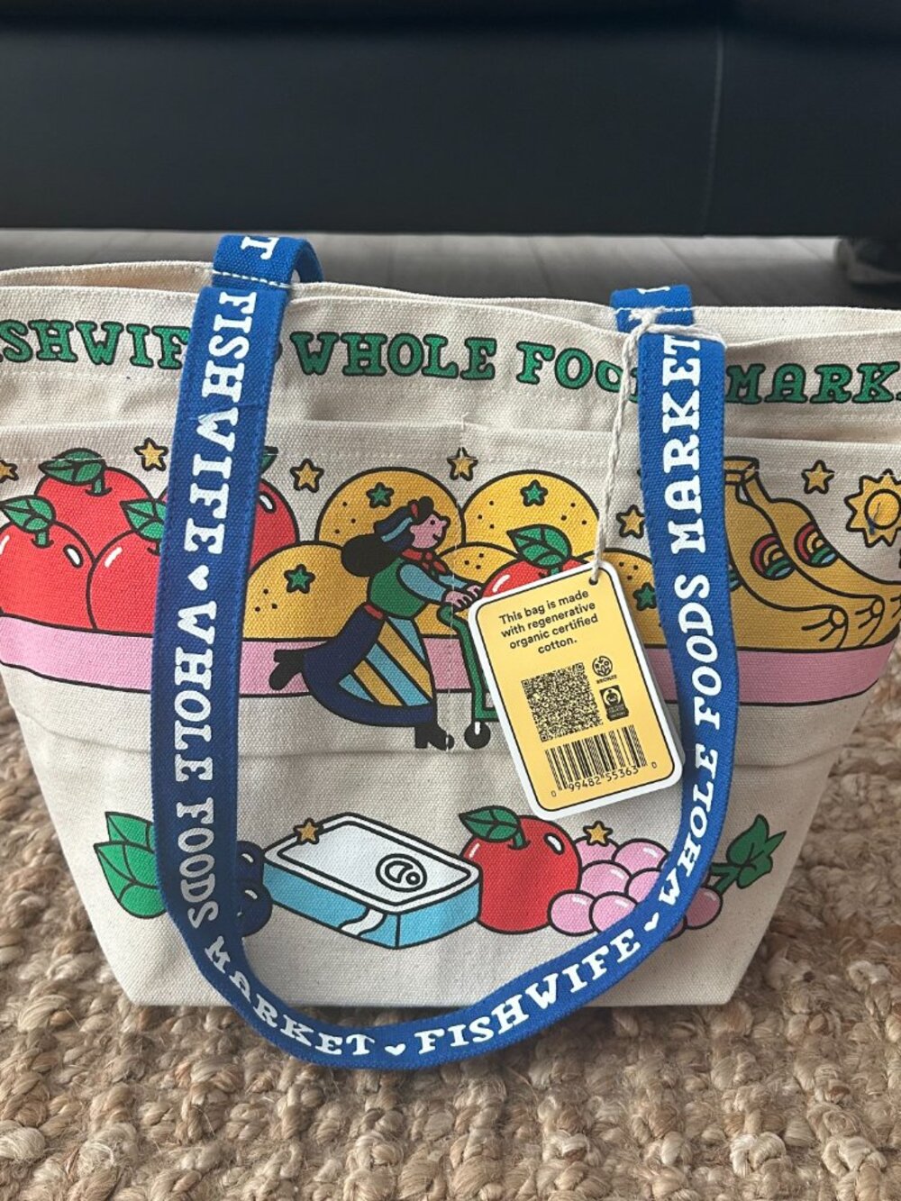 Fishwife x Whole Foods Market Medium Canvas Tote Bag NWT Limited Edition Organic
